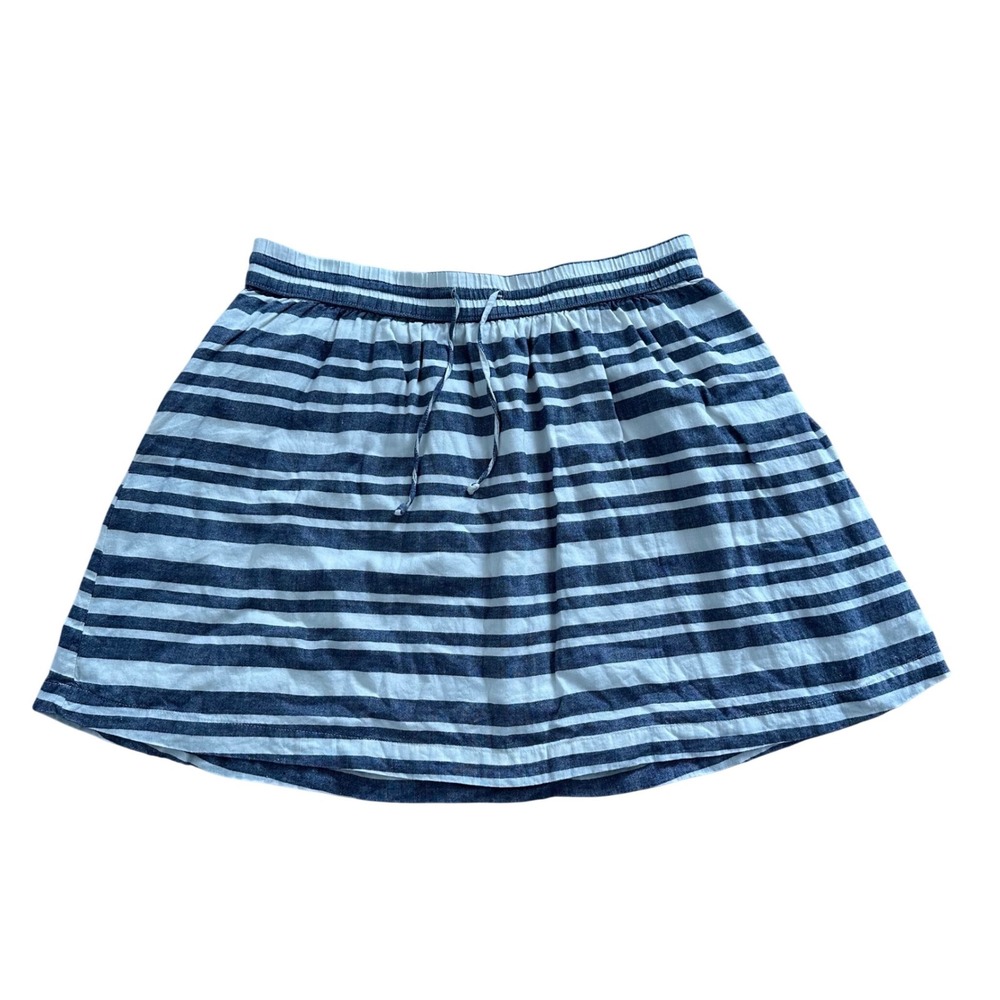 Gap Womens Navy Blue White Striped Linen Cotton Blend Mini Skirt Size M